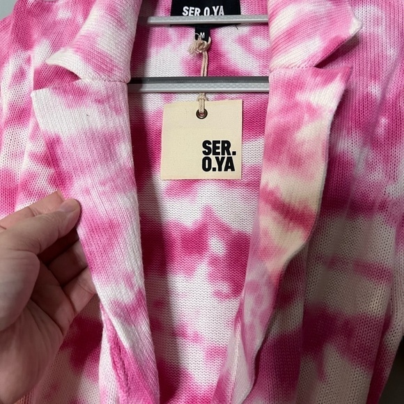 NWT SER.O.YA Gloria Cardigan Dress in White Pink Swirl Tie dye - Picture 6 of 10